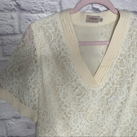 A.Brand Cream Lace Overlay Mini Dress - Picture 7 of 16